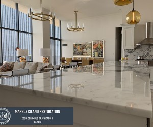 Marble island restoration in Chicago