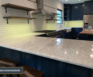 Marble kitchen restoration in Highland Park