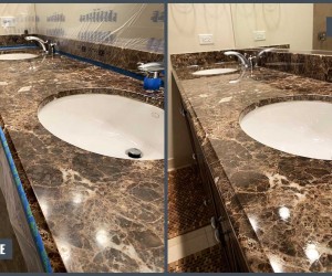 Marble vanity top restoration in Chicago