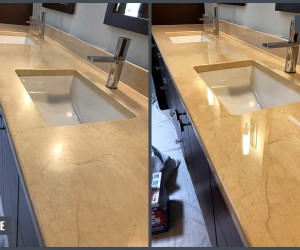 Marble vanity top restoration in Oak Brook (Illinois)