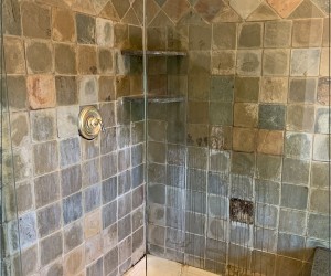 slate stone shower cleaning