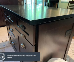 Soapstone kitchen island restoration