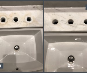 Stain removal from white marble vanity