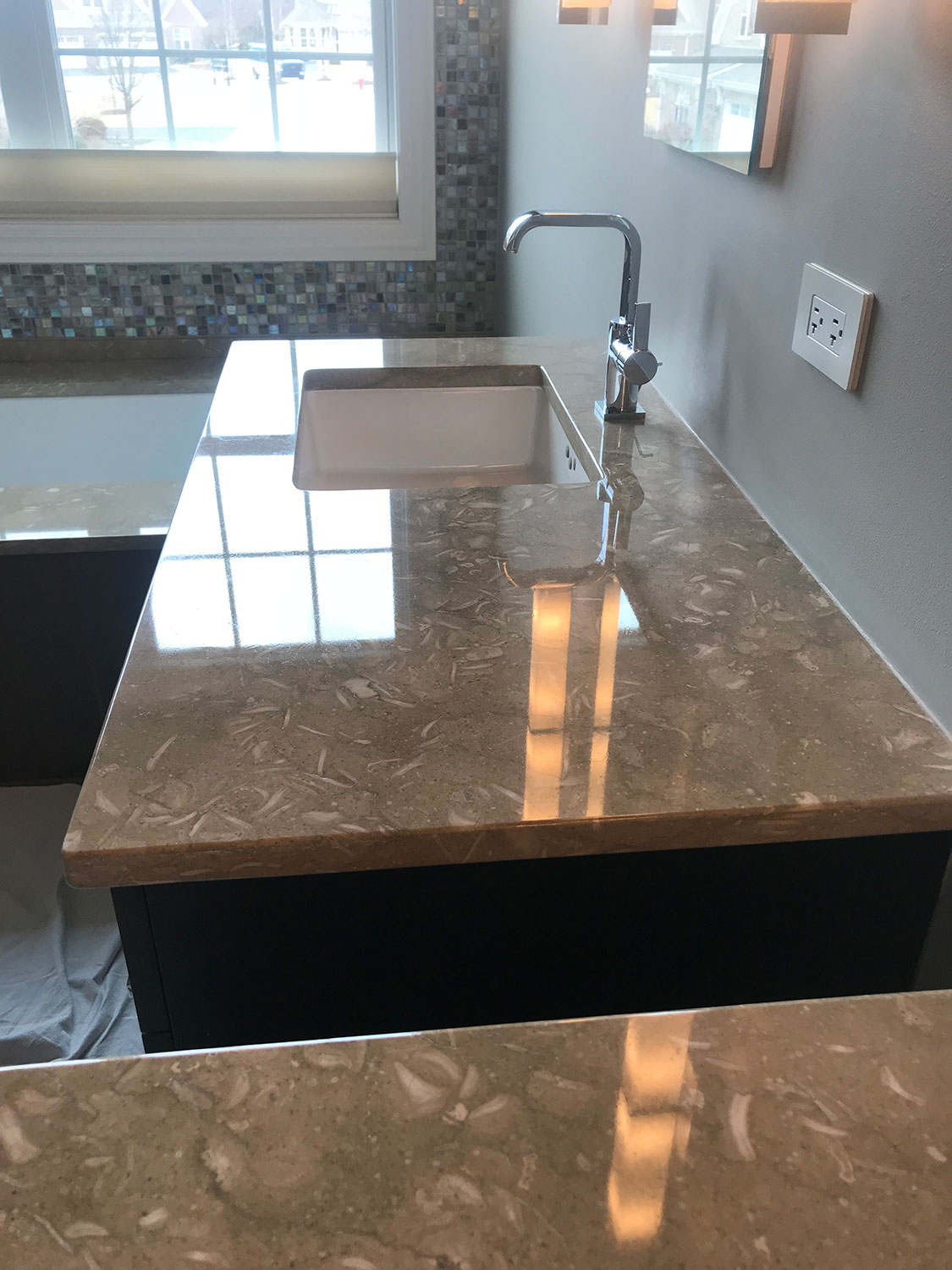 Marble vanity top Scratch removal and restoration