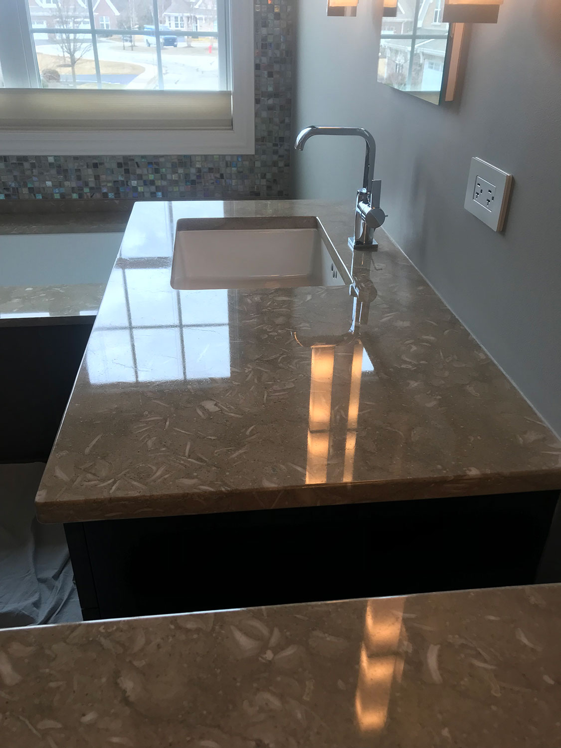 Marble vanity top Scratch removal and restoration