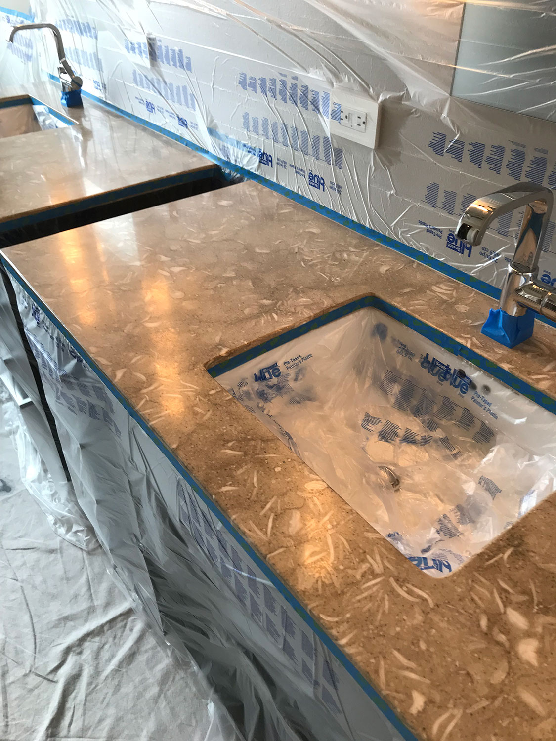 Marble vanity top Scratch removal and restoration