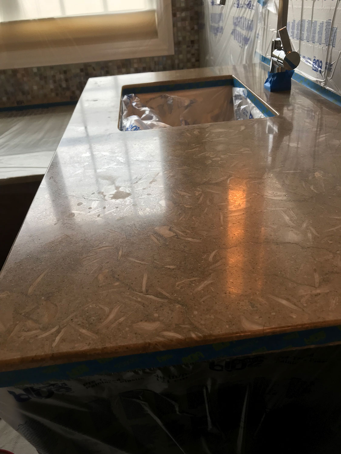 Marble vanity top Scratch removal and restoration