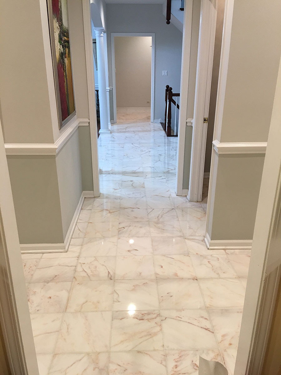 Marble floor restoration Honing and polishing